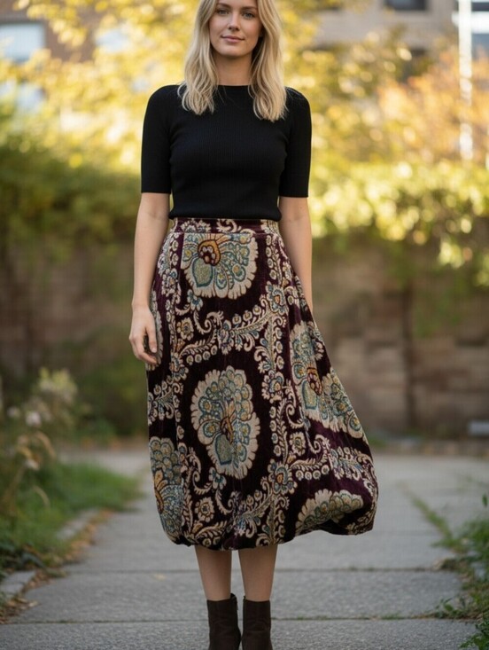 Moschino Dresses & Skirts - Moschino Rare Vintage Velvet Skirt with Floral Design